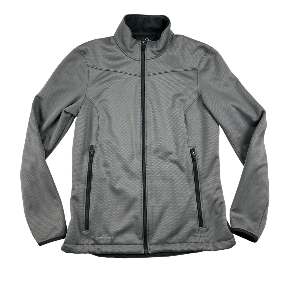 Eddie Bauer Soft Shell Jacket Womens‎ Medium Gray Full Zip Outdoor Pockets